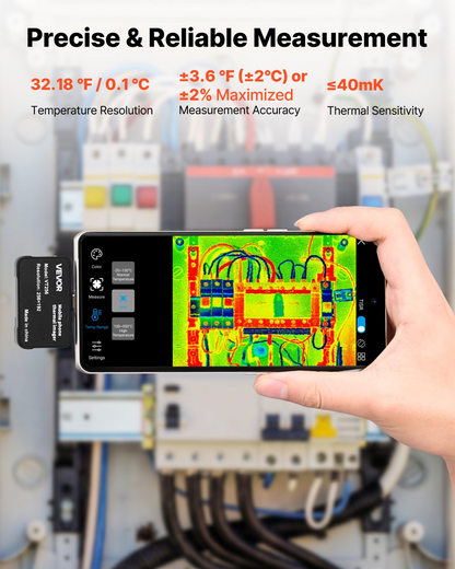 Start2Finish VEVOR thermal imaging camera for smartphones with macro lens, infrared thermal imager, 512 x 384 resolution, 25Hz refresh rate