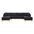 Black Sherpa double chaise U-shape sectional sofa by Start2Finish, showing plush, wide chaise lounges and cozy, soft fabric.