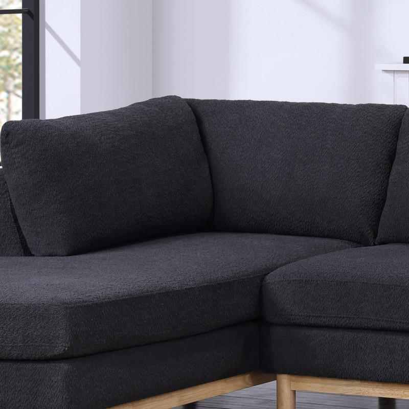 Black Sherpa double chaise U-shape sectional sofa by Start2Finish, featuring plush Sherpa upholstery and spacious seating.