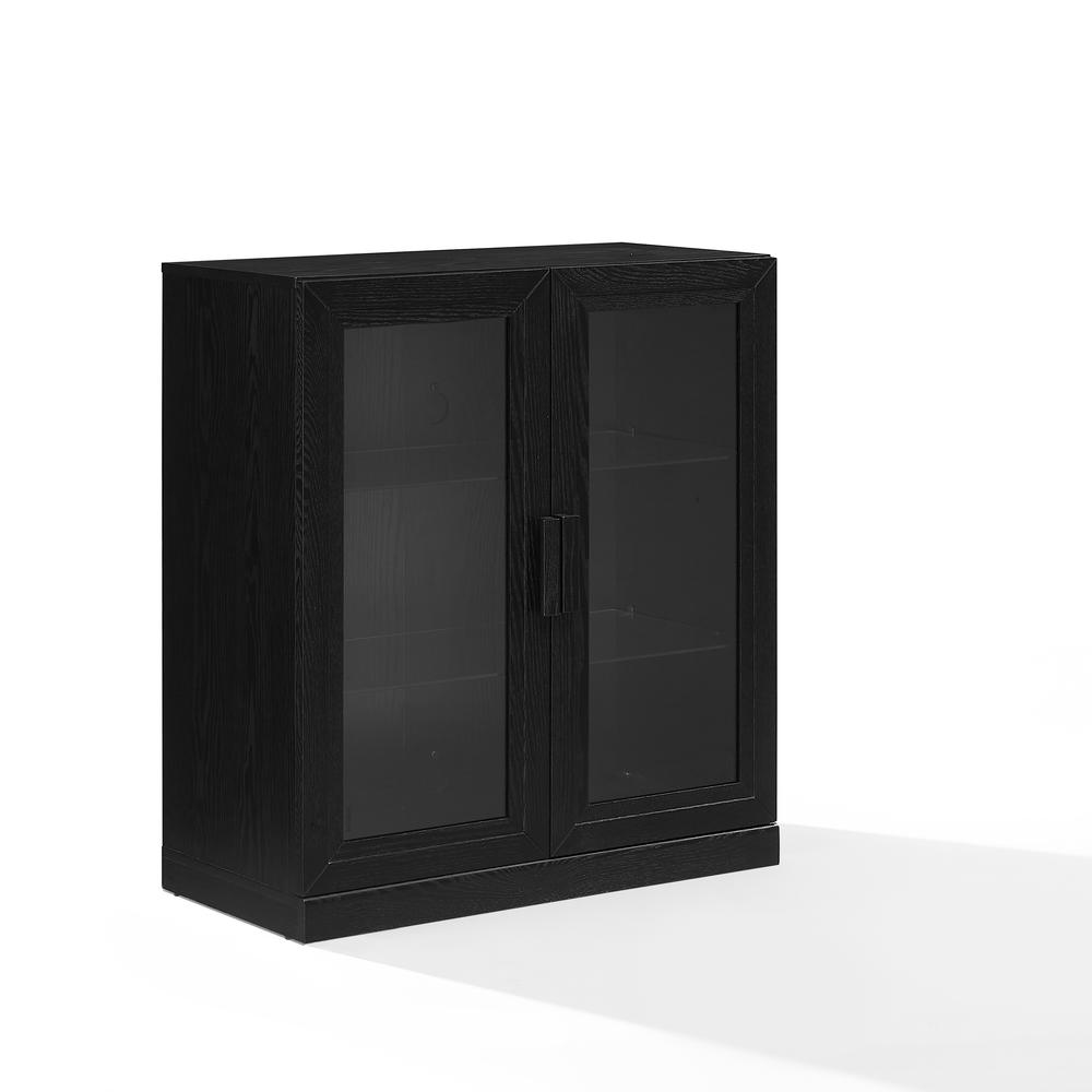 Stackable glass door kitchen pantry storage cabinet by Start2Finish, featuring clear glass doors and multiple shelves for organized kitchen storage.