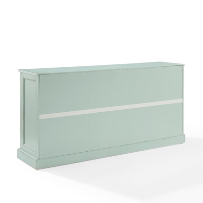Start2Finish Holbrook glass door sideboard with wooden finish and modern design, featuring glass-paneled doors and ample storage space.