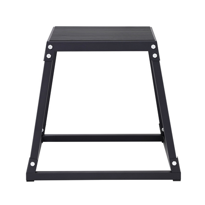 Start2Finish VEVOR 18-inch black plyometric jump box for home gym, featuring steel construction and anti-slip surface for fitness training.
