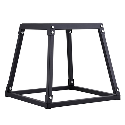 Start2Finish VEVOR 18-inch black steel plyometric jump box with anti-slip surface for home gym fitness and agility training.