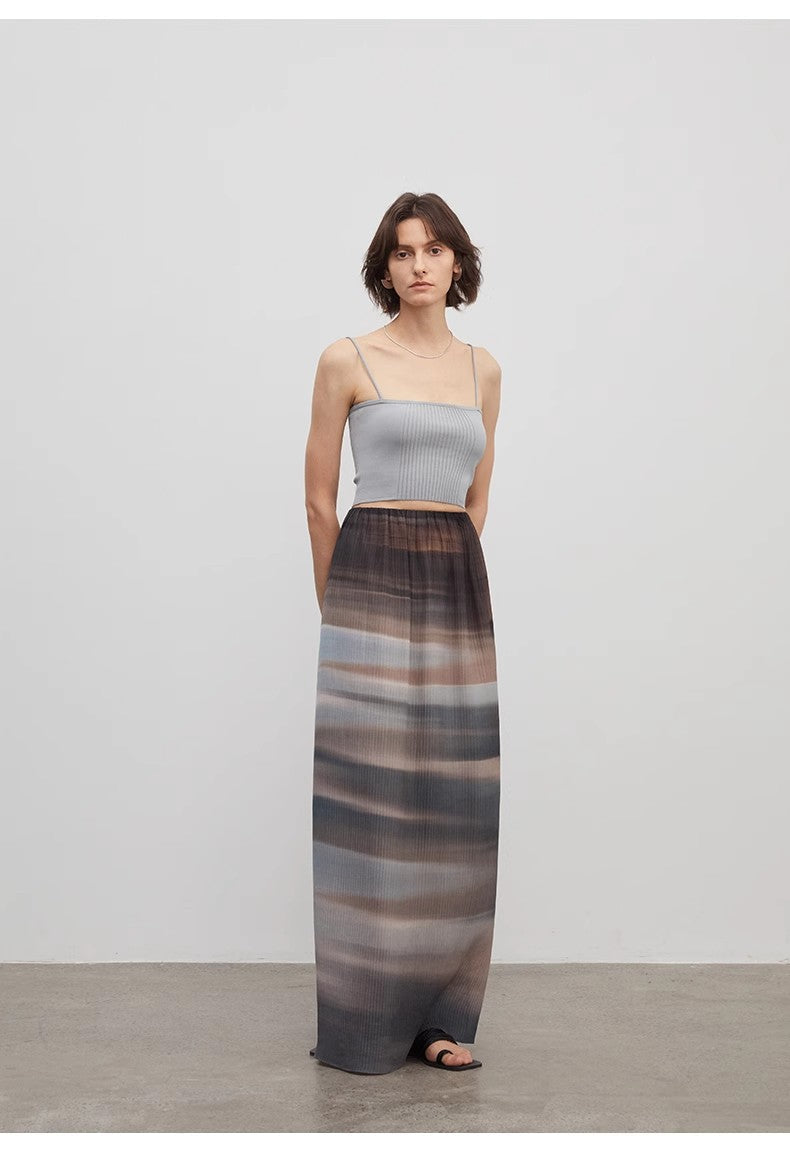 Elegant high-density silk skirt by Brown Coeus, showcasing luxurious fabric and sophisticated design for women.
