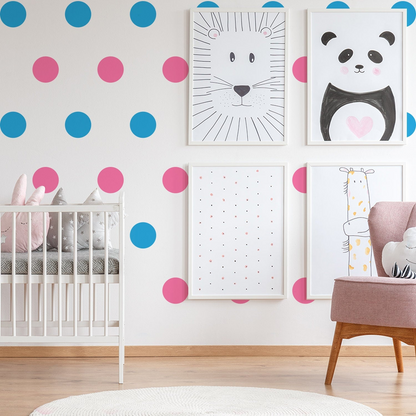 Gold circle wall decals by Start2Finish, nursery decor with black removable vinyl dots for bedroom or kids&
