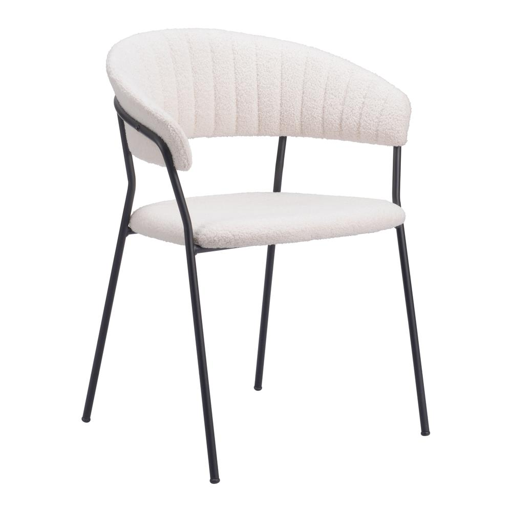 Set of two Josephine Dining Chairs by Start2Finish in cream fabric, showcasing elegant wooden legs and cushioned seats.