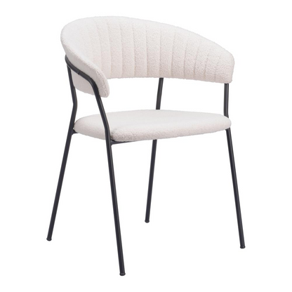 Set of two Josephine Dining Chairs by Start2Finish in cream fabric, showcasing elegant wooden legs and cushioned seats.