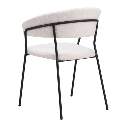 Set of two Josephine Dining Chairs in cream fabric with wooden legs, modern furniture designed for comfortable dining.