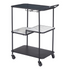 Black Constanza Bar Cart by Start2Finish with metal frame, two shelves, and wheels for easy mobility.