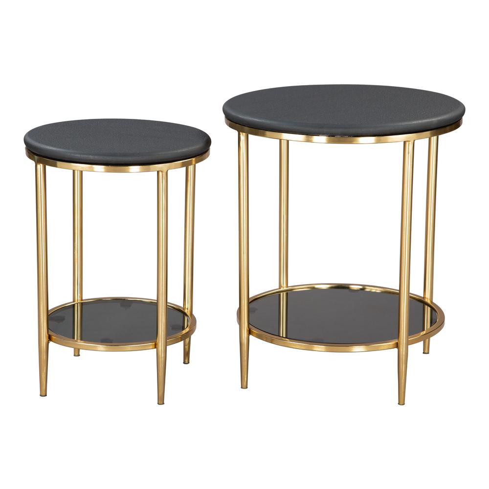 Start2Finish Koper 2-Piece Black Coffee Table Set, modern furniture with sleek rectangular tables and smooth black finish.