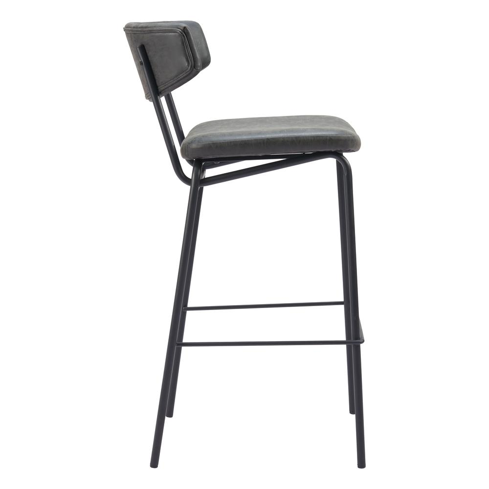 Set of 2 vintage black Charon barstools by Start2Finish, featuring sleek metal frames and cushioned seats for modern style.