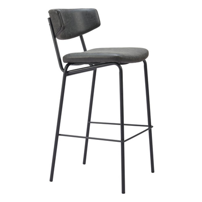 Set of two vintage black Charon barstools by Start2Finish, featuring a classic design with metal legs and comfortable seats.
