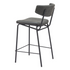 Pair of vintage black Charon counter stools by Start2Finish, featuring metal frames and wooden seats for modern kitchen or bar area.