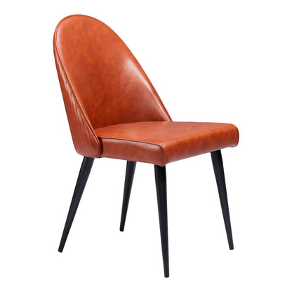 Set of two brown Start2Finish Silloth armless dining chairs with wooden legs, modern design, and comfortable seating.