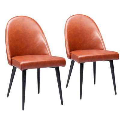 Set of two brown Silloth armless dining chairs by Start2Finish, featuring sleek design and padded seats for comfortable dining.
