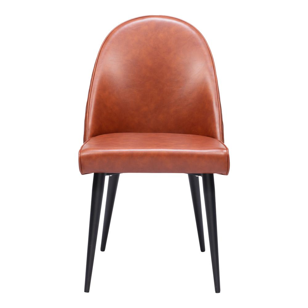 Set of two brown Silloth armless dining chairs by Start2Finish, featuring a modern design with wooden legs and comfortable upholstery.