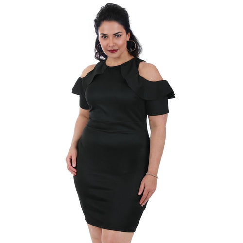 Curvy plus size short fashion dress by Scarlet Leek, stylish women&
