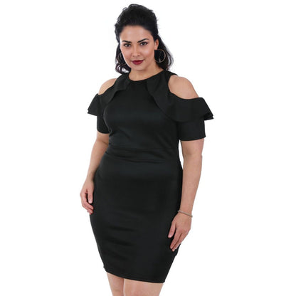 Curvy plus size short fashion dress by Scarlet Leek, stylish women&