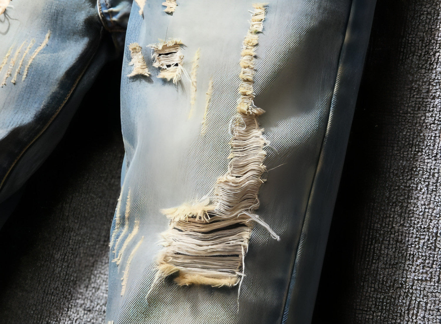 Carmine Juneberry UrbanRip™ Hong Kong Style Ripped Jeans pants with distressed details and frayed hems.