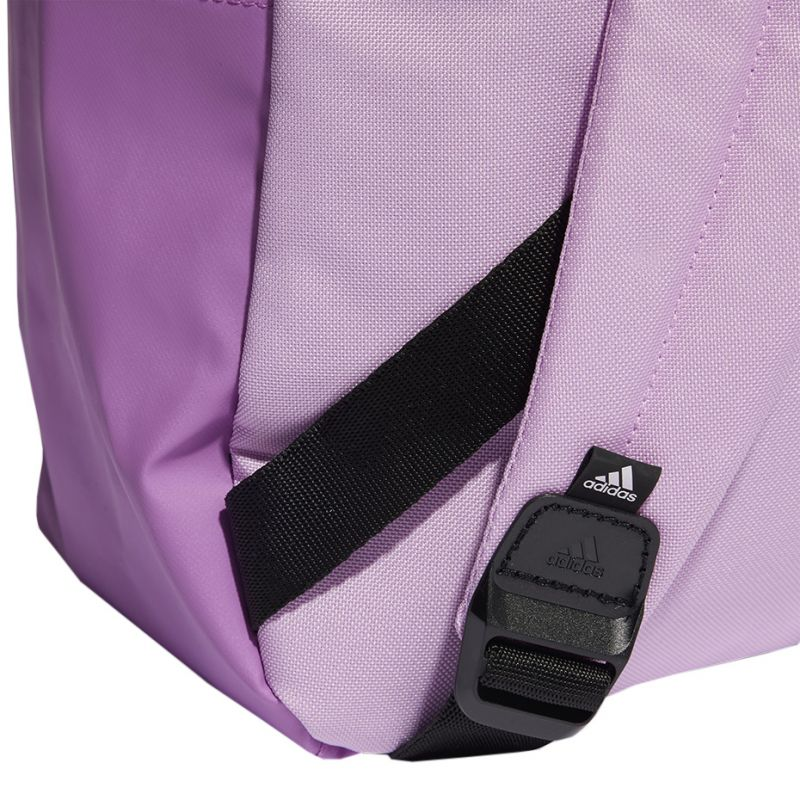 Start2Finish Adidas Classic Badge of Sport 3-Stripes Backpack with large logo and multiple compartments, black and white design.