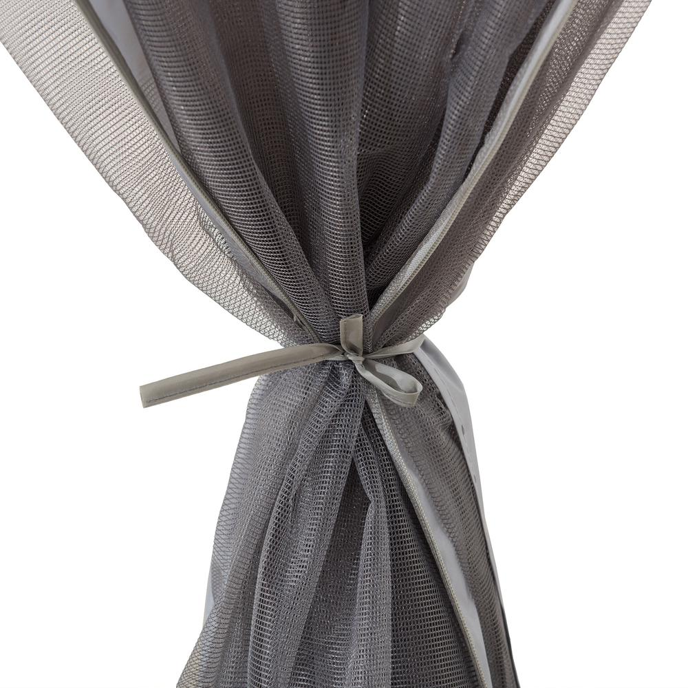 Gray 11 ft. x 11 ft. portable steel gazebo by Start2Finish with a sturdy frame and fabric canopy, shown set up outdoors.