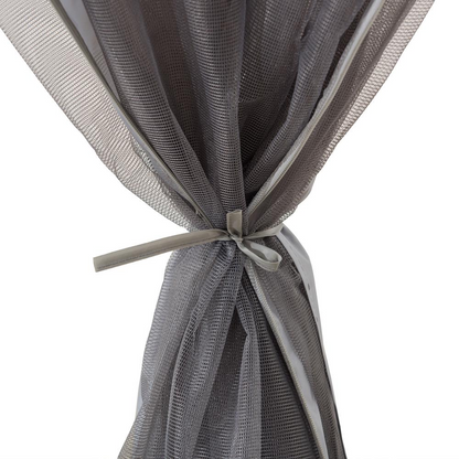 Gray 11 ft. x 11 ft. portable steel gazebo by Start2Finish with a sturdy frame and fabric canopy, shown set up outdoors.