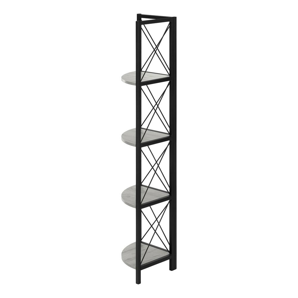Start2Finish 4-tier corner bookshelf with open shelves, ideal for office or bedroom storage, measuring 60 inches tall.