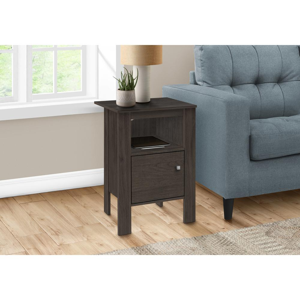 Start2Finish brown side accent table with storage, ideal as a nightstand or living room end table with a lamp