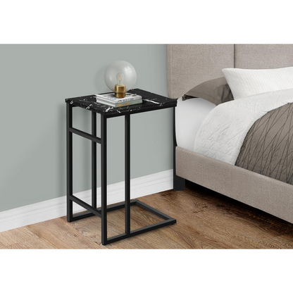 Black marble C-shaped accent table by Start2Finish, ideal as a side or snack table for living room or bedroom.