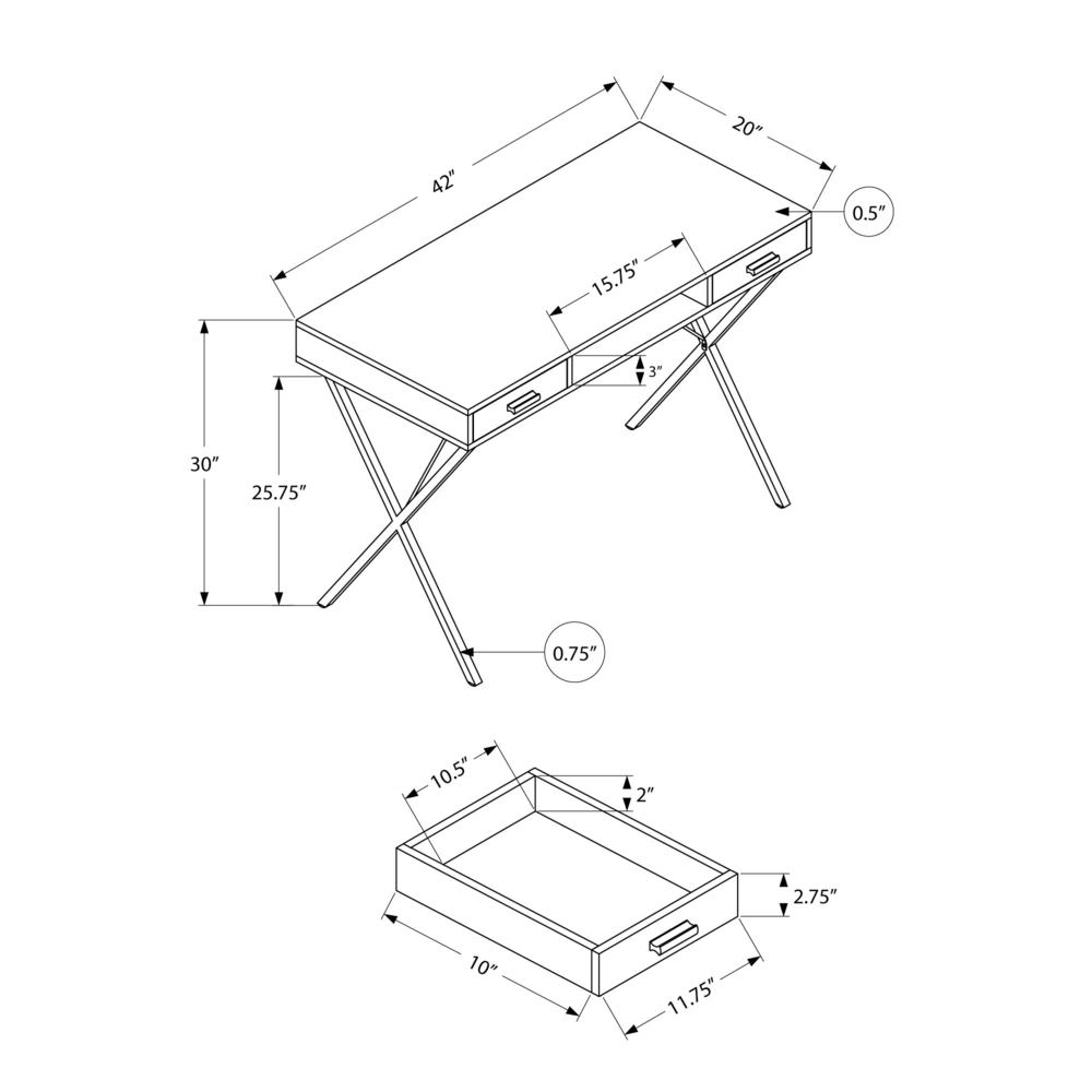 Start2Finish computer desk for home office with storage drawers, shown in left and right set-up configurations, 42L size.