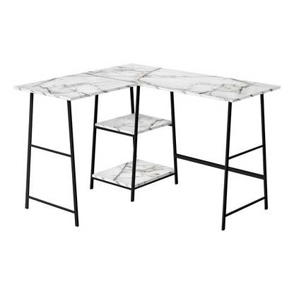 Start2Finish L-shaped corner computer desk with storage shelves, ideal for home office workspaces, featuring a spacious 48L design.
