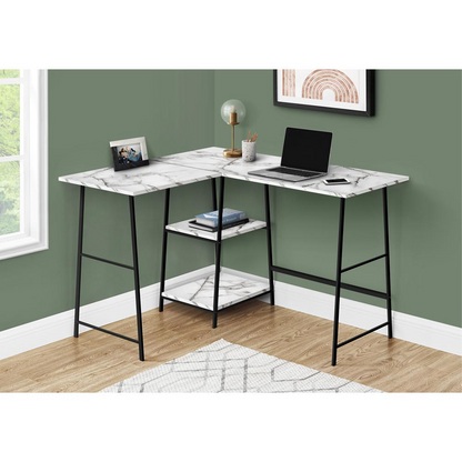 Start2Finish L-shaped computer desk with corner design and storage shelves, ideal for home office workspace.
