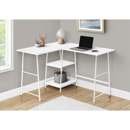 Start2Finish L-shaped computer desk for home office with corner design and storage shelves, 48 inches long, ideal for workspace organization.