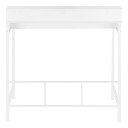 Start2Finish computer desk for home office with standing height and storage shelves, ideal for work and laptop use.