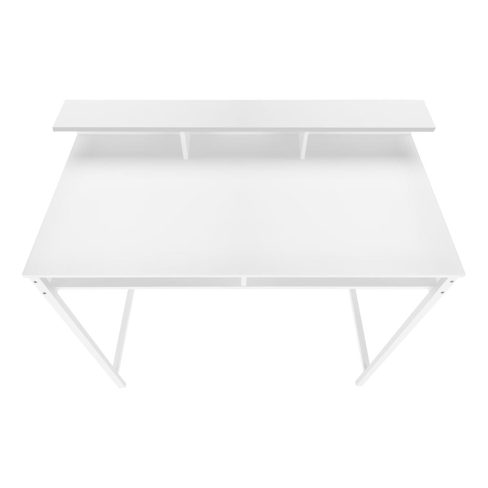 Start2Finish computer desk for home office with standing design, storage shelves, ideal for work and laptop use.