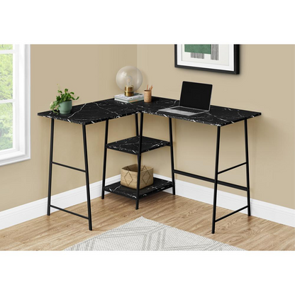 Start2Finish L-shaped computer desk with corner design and storage shelves, ideal for home office workspace.