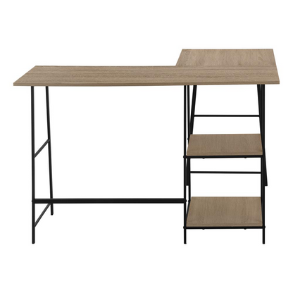 Start2Finish L-shaped computer desk with corner design, storage shelves, ideal for home office workspaces.