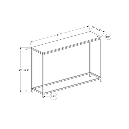 White Start2Finish accent console table with narrow design, ideal for entryway, living room, or bedroom decor.