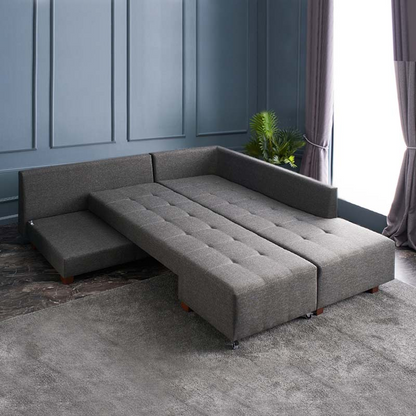 Right corner sofa EMILLE by Start2Finish in anthracite fabric, showing plush cushions and modern design in a living room setting.