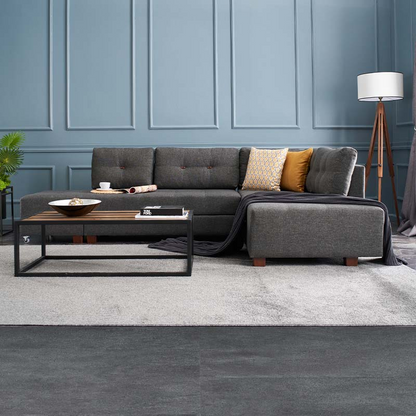 Right corner sofa EMILLE by Start2Finish in anthracite fabric, showing plush cushions and modern design in a living room setting.