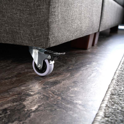 Right corner sofa EMILLE by Start2Finish in anthracite fabric, showing the 280x206x85cm sectional with plush cushions.