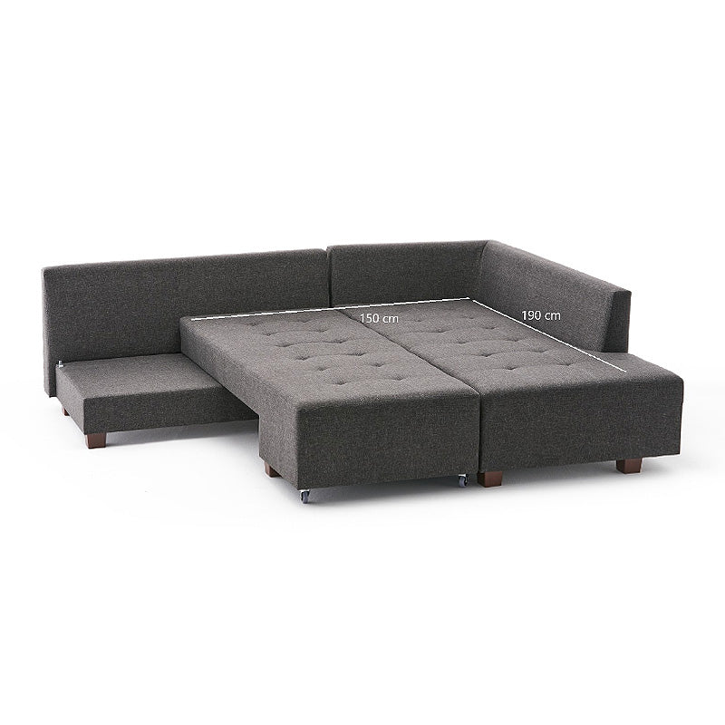 Right corner sofa EMILLE by Start2Finish in anthracite fabric, showing plush cushions and modern design, dimensions 280x206x85cm.