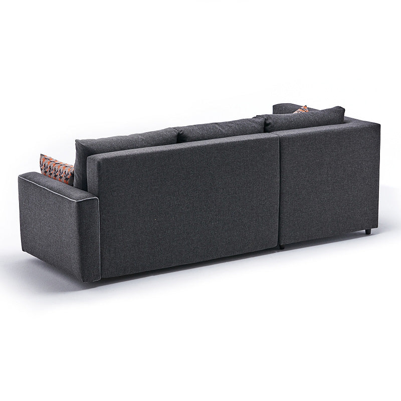 Left corner sofa bed in anthracite fabric, Start2Finish Bali model, measuring 242x160x88cm, featuring plush cushions and modern design.
