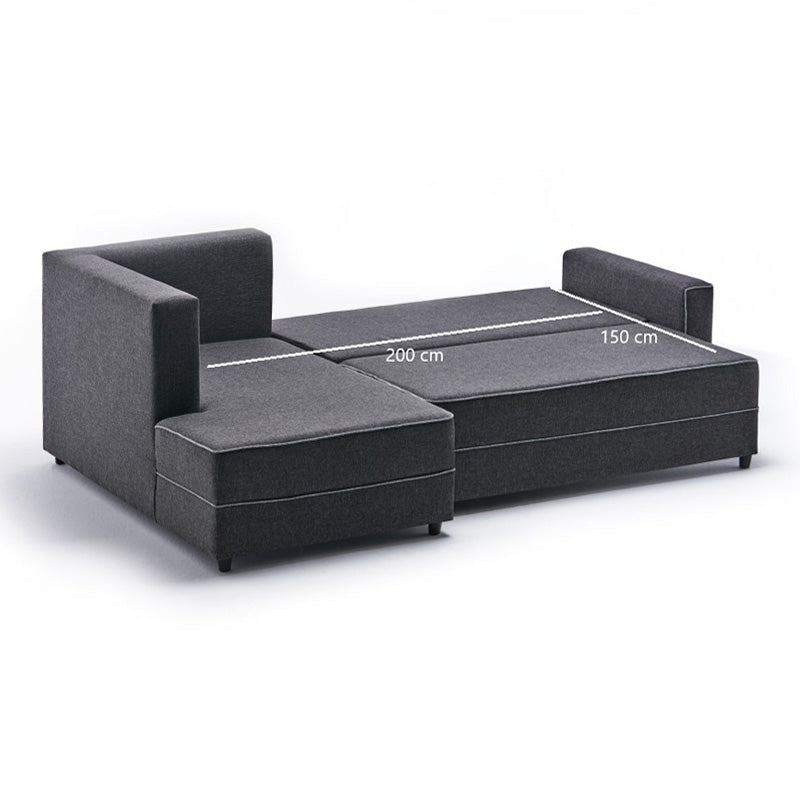 Left corner sofa bed in anthracite by Start2Finish, showing the 242x160x88cm furniture piece with plush upholstery.