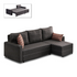 Right corner sofa bed in anthracite fabric, Start2Finish Burma model, measuring 242x150x88cm, with plush cushions and modern design.