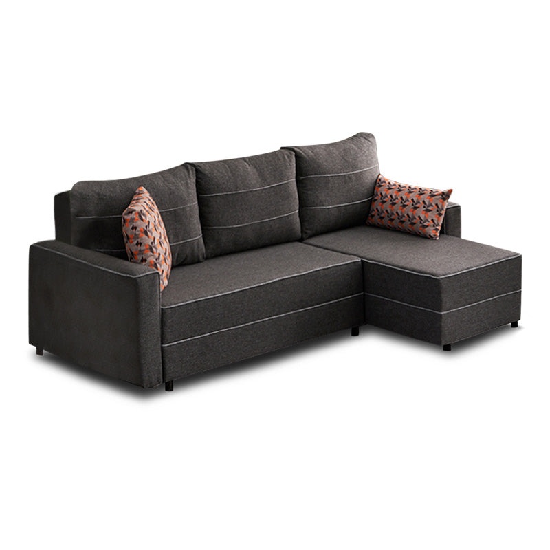 Anthracite right corner sofa bed by Start2Finish, showing plush cushions, chaise lounge, and clean modern design in a living room setting.