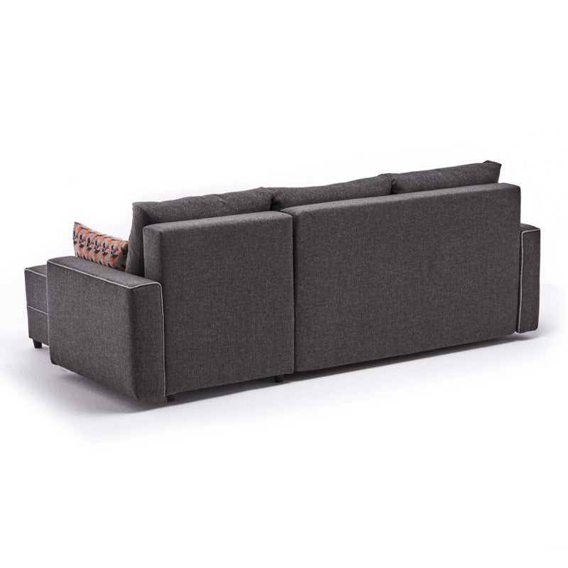 Right corner sofa bed in anthracite fabric, 242x150x88cm, from Start2Finish Burma furniture collection.