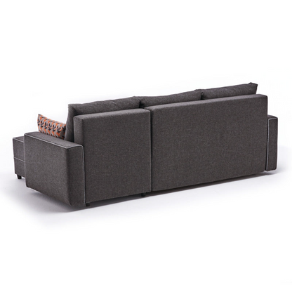 Right corner sofa bed in anthracite fabric, 242x150x88cm, from Start2Finish Burma furniture collection.