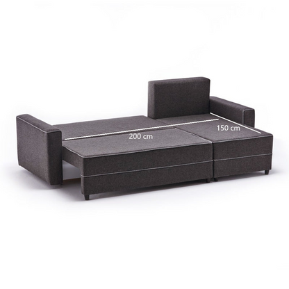 Anthracite right corner sofa bed by Start2Finish in a 242x150x88cm modern furniture piece with lounge and sleeping features.