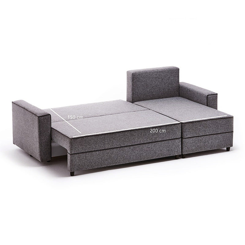 Start2Finish Burma grey corner sofa and bed, 242x150x88cm, with plush cushions and modern design, perfect for lounge or guest room.